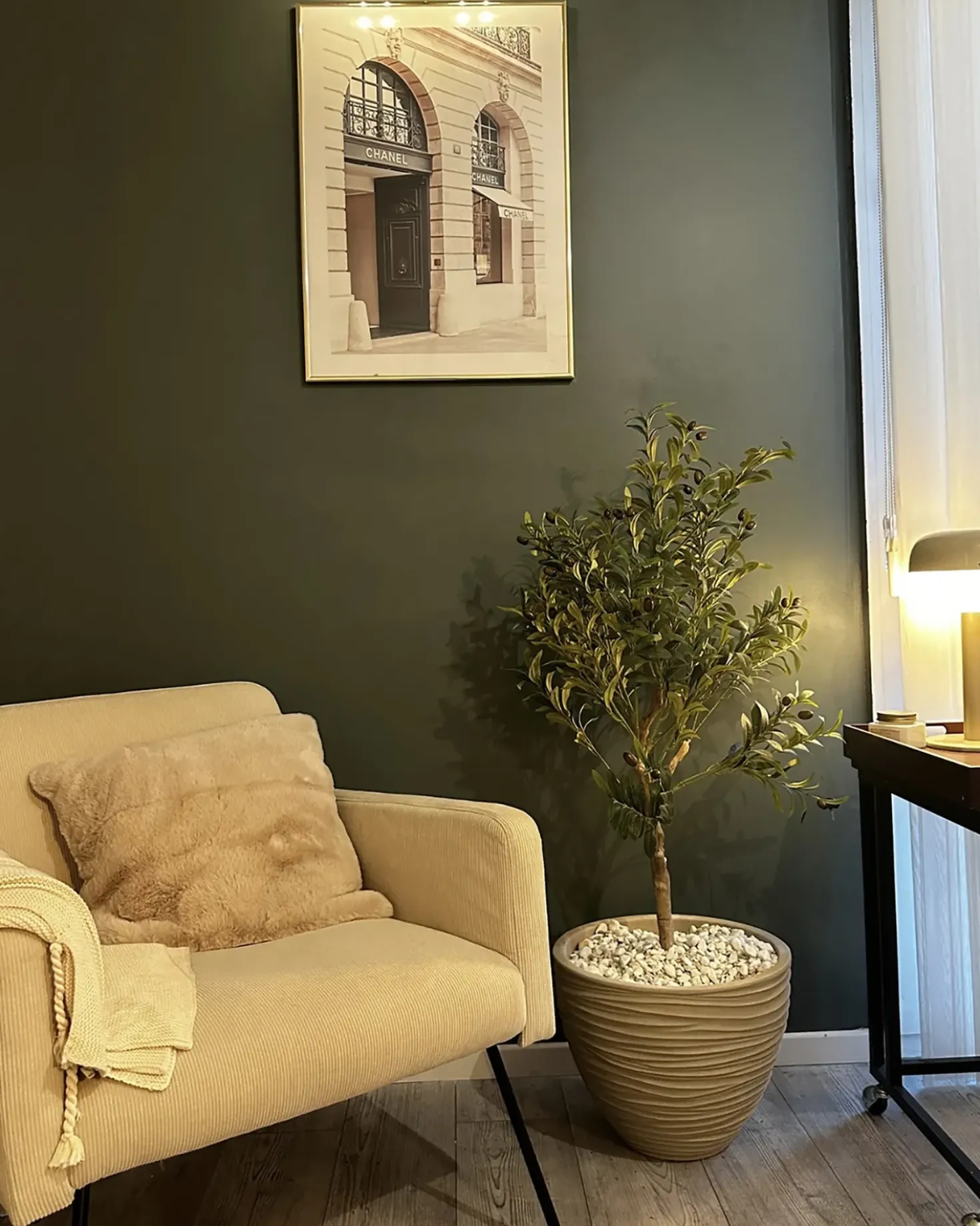 Poltrona NARKEN Velluto a coste Beige chiaro