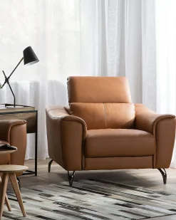 Poltrona NARWIK Pelle naturale Marrone