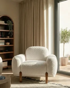 Poltrona ODNES Bouclé Bianco