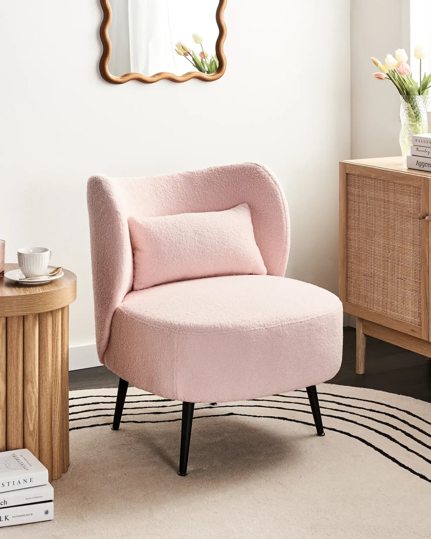 Poltrona OTSBY Bouclé Rosa pastello