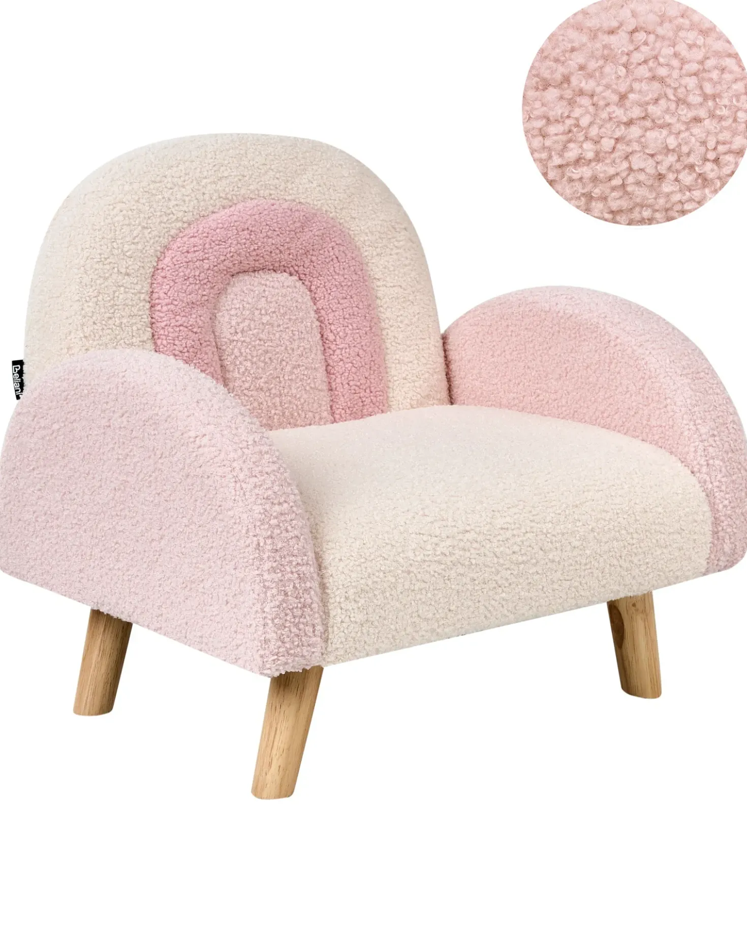 Poltrona per Bambini Arcobaleno OMBO Bouclé Rosa pastello