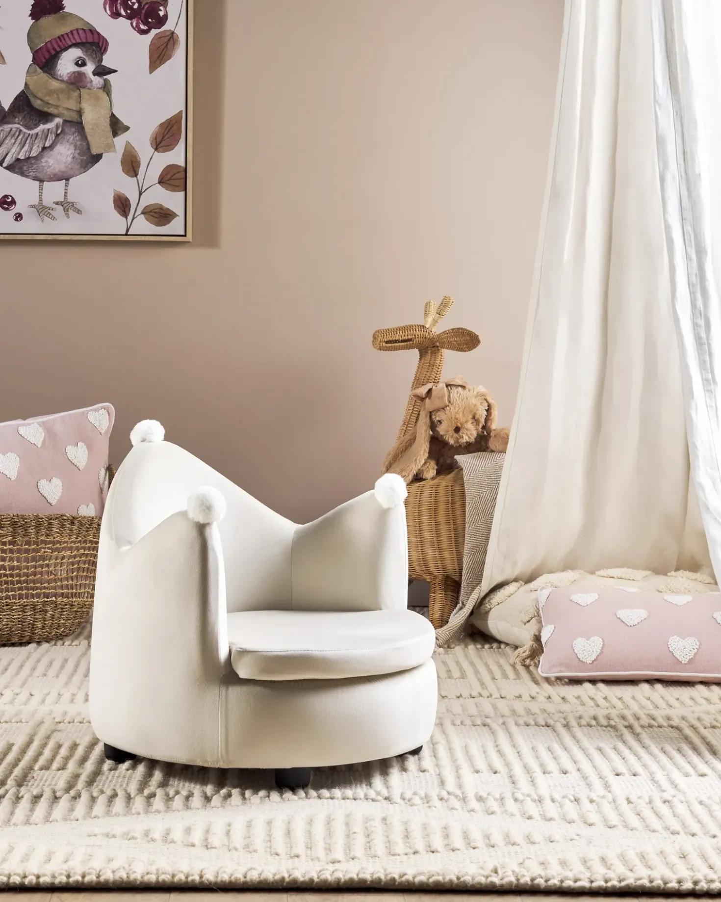 Poltrona per Bambini Corona VEGA Velluto Beige chiaro
