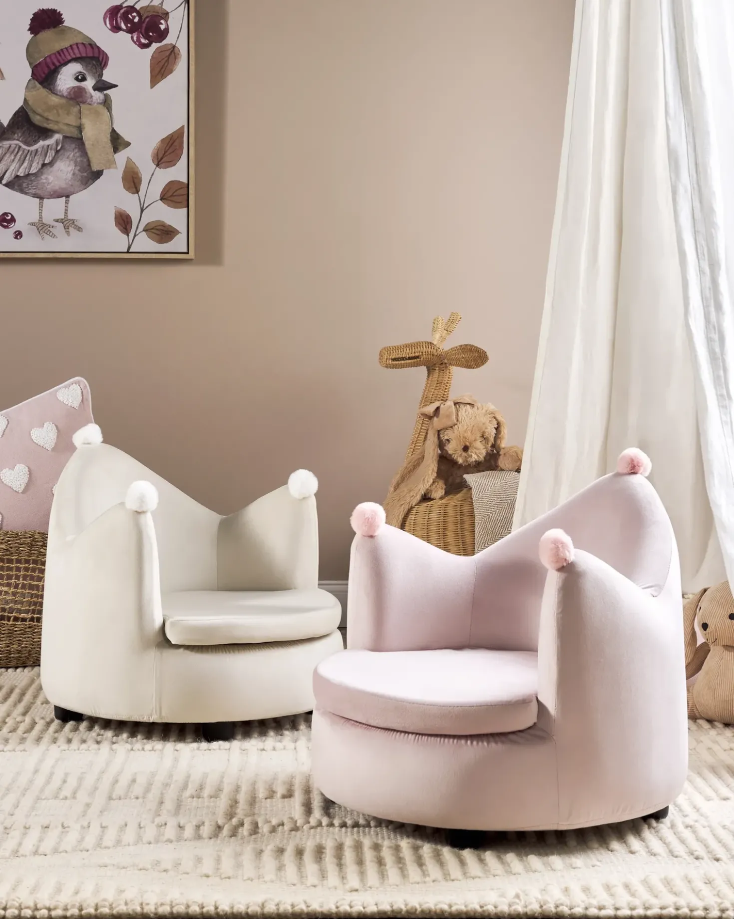 Poltrona per Bambini Corona VEGA Velluto Beige chiaro