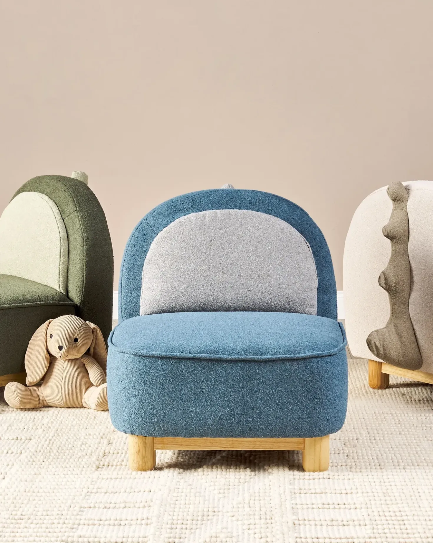Poltrona per Bambini Dinosauro FABORG Tessuto Beige chiaro