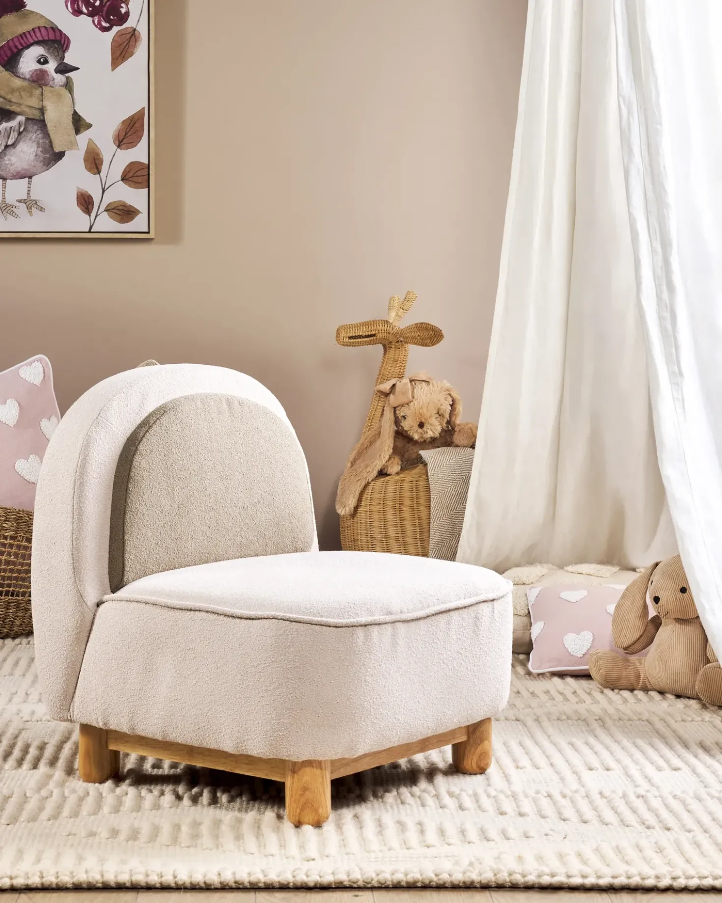 Poltrona per Bambini Dinosauro FABORG Tessuto Beige chiaro