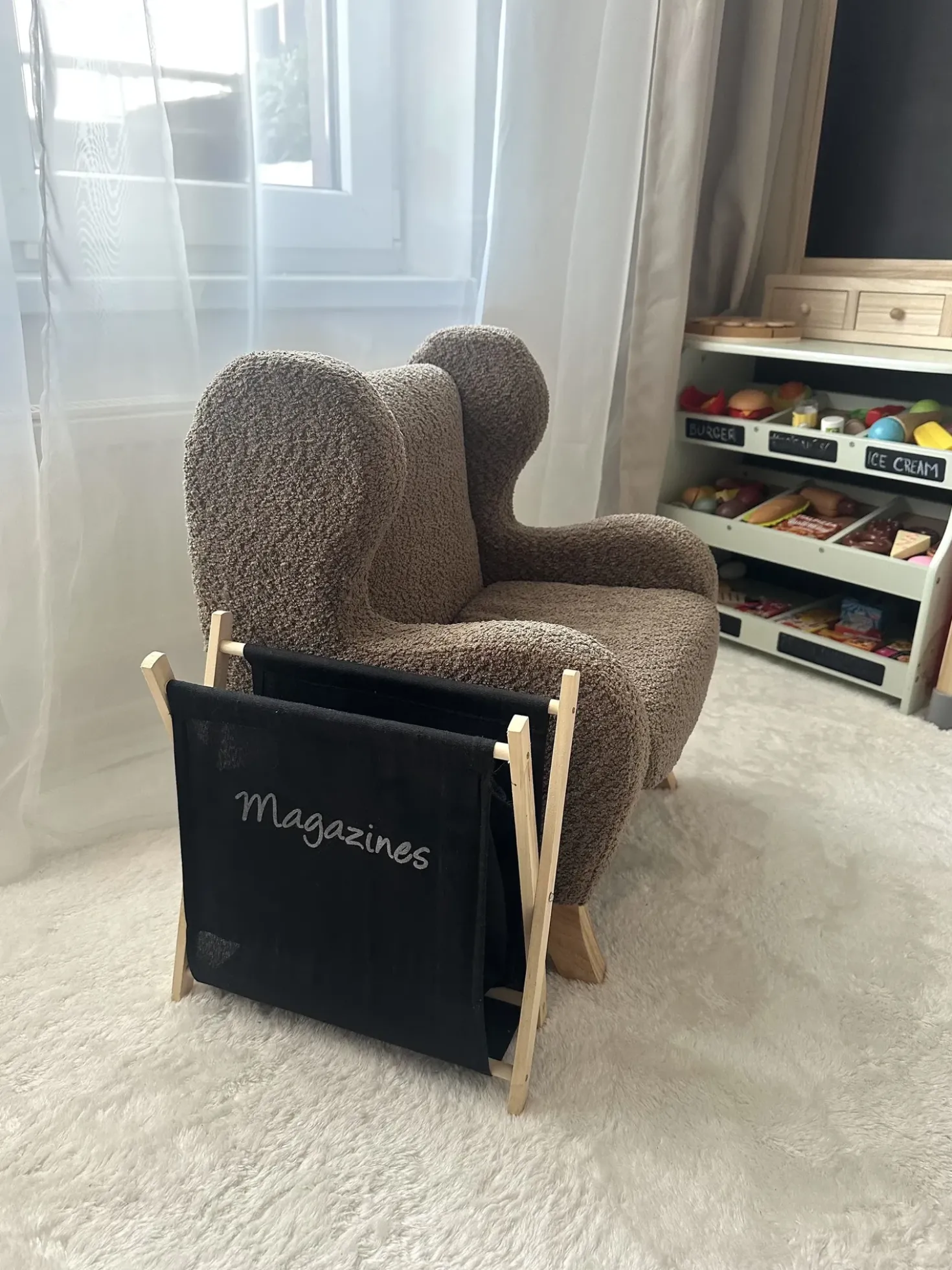 Poltrona per Bambini FARUM Bouclé Marrone