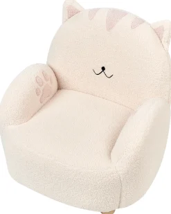 Poltrona per Bambini Gatto ZOAR Bouclé Bianco sporco