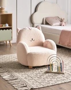 Poltrona per Bambini Gatto ZOAR Bouclé Bianco sporco