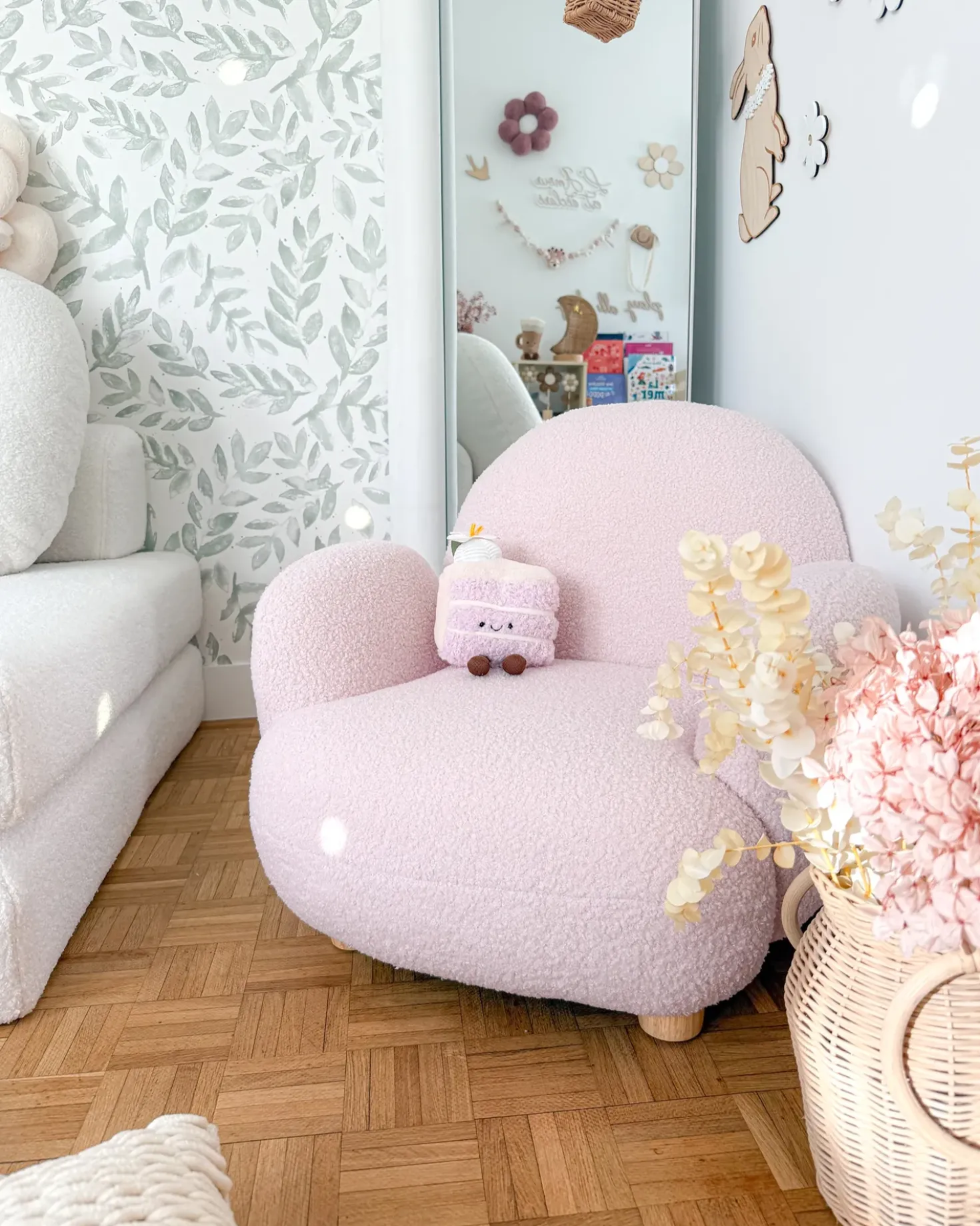 Poltrona per Bambini HEM Bouclé Rosa pastello