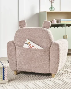 Poltrona per Bambini Ippopotamo MARIBO Bouclé Rosa pastello