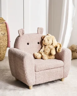 Poltrona per Bambini Ippopotamo MARIBO Bouclé Rosa pastello