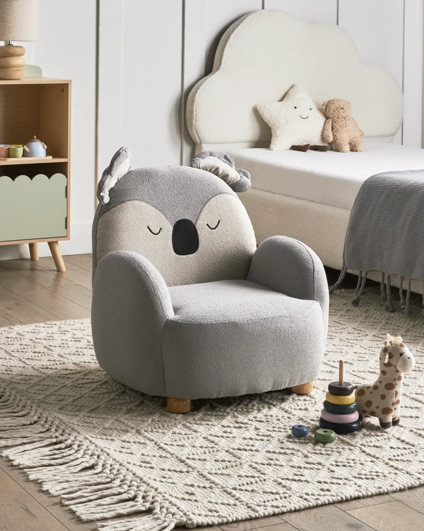 Poltrona per Bambini Koala HERVIK Tessuto Grigio