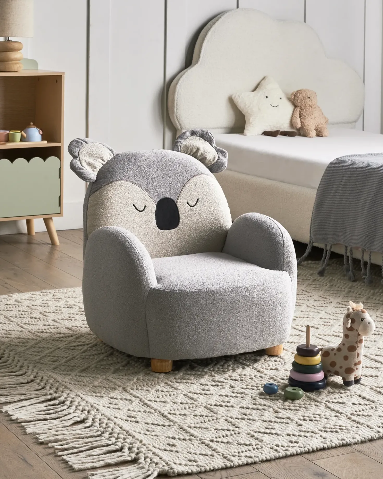 Poltrona per Bambini Koala HERVIK Tessuto Grigio