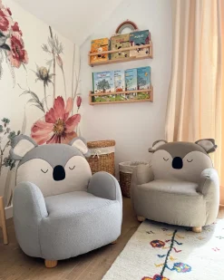 Poltrona per Bambini Koala HERVIK Tessuto Grigio