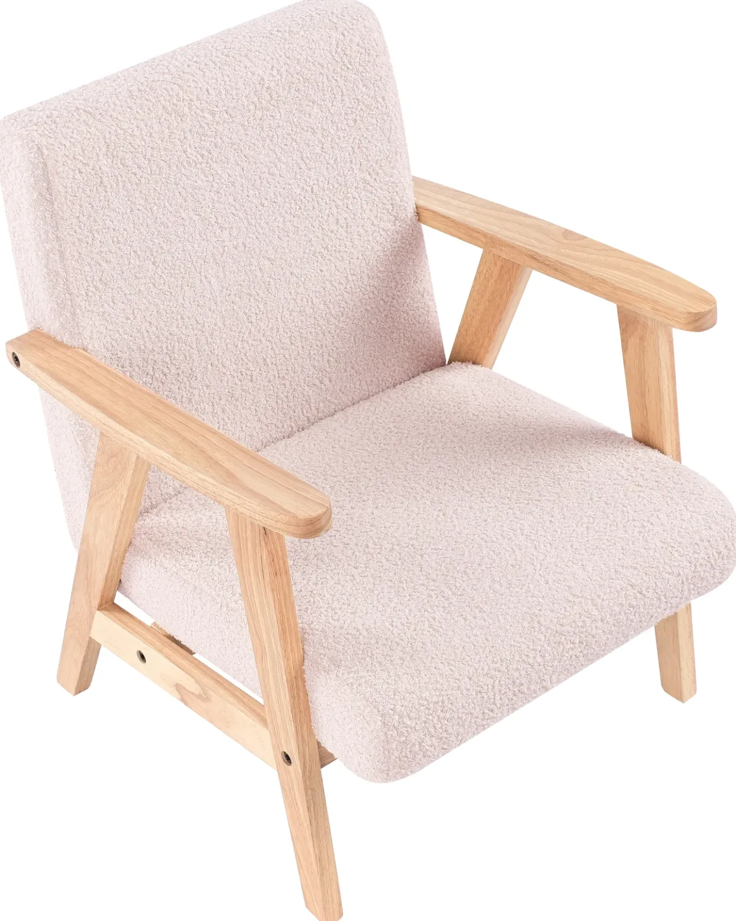 Poltrona per Bambini LINDE Bouclé Rosa pastello
