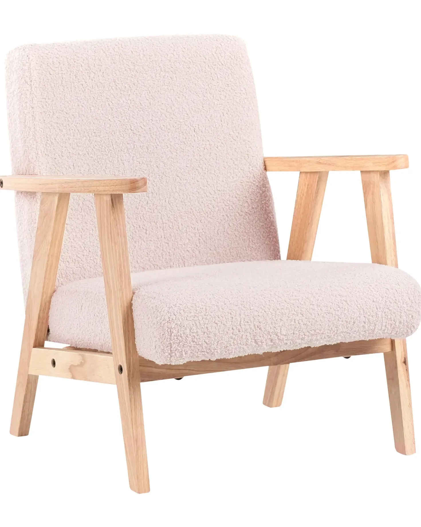 Poltrona per Bambini LINDE Bouclé Rosa pastello