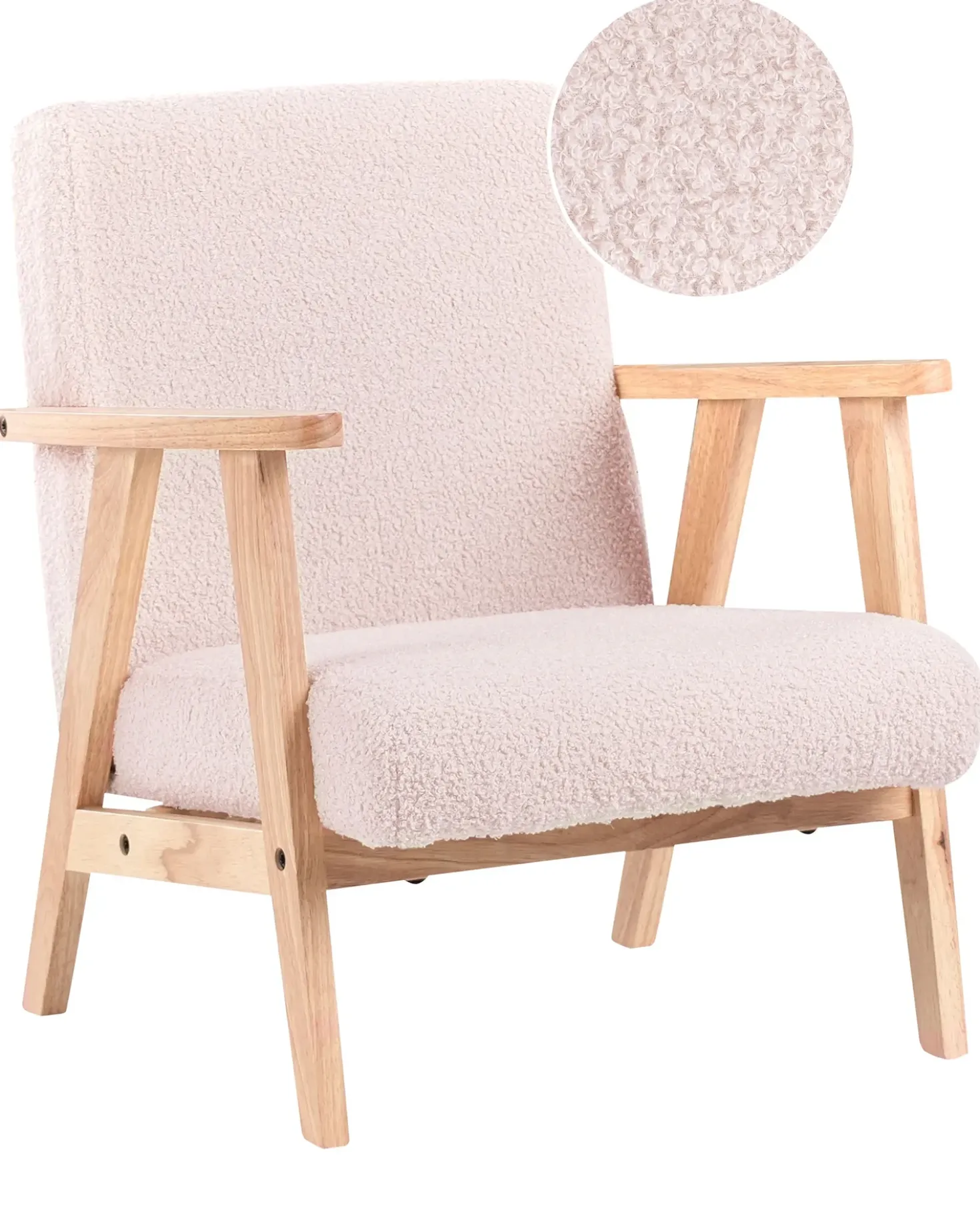 Poltrona per Bambini LINDE Bouclé Rosa pastello