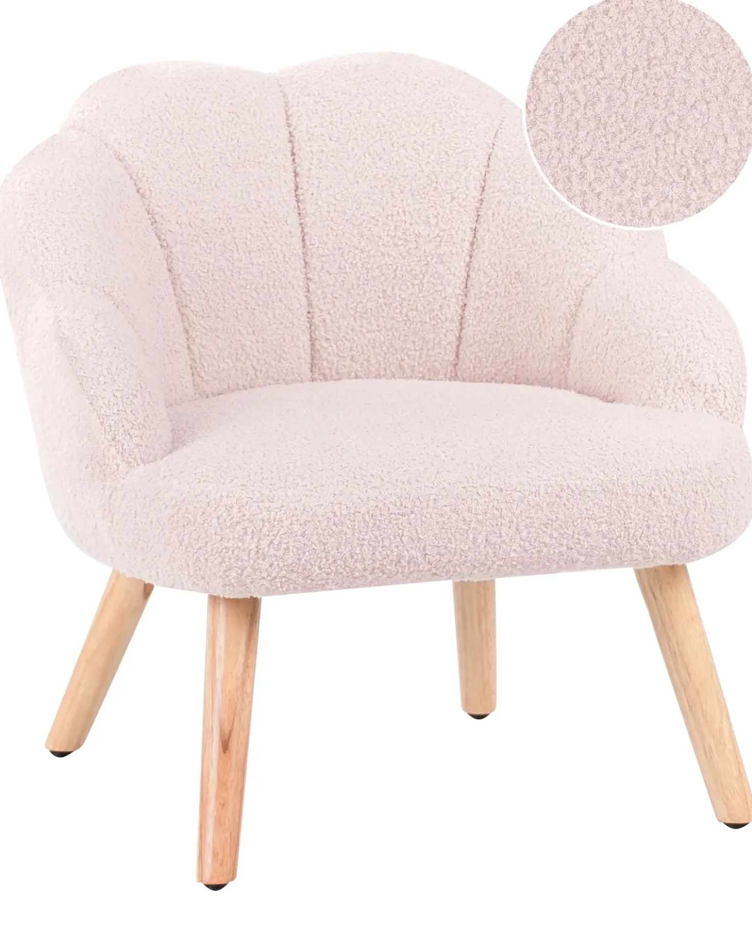 Poltrona per Bambini MILAND Bouclé Rosa pastello