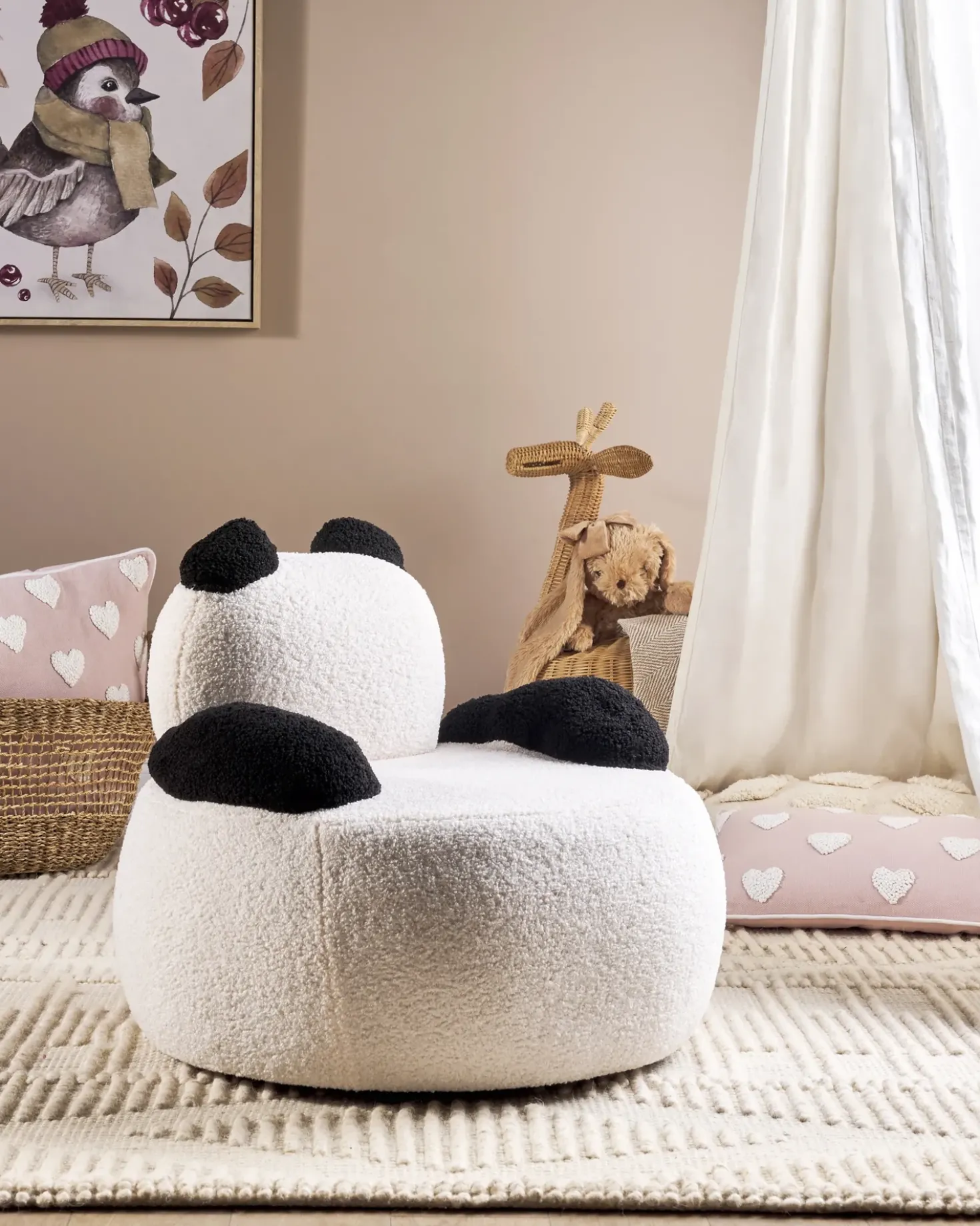 Poltrona per Bambini Panda VIBY Bouclé Bianco