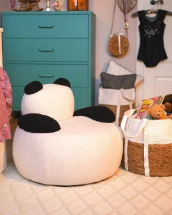 Poltrona per Bambini Panda VIBY Bouclé Bianco