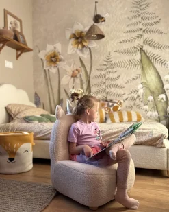 Poltrona per Bambini Unicorno LULEA Bouclé Beige chiaro
