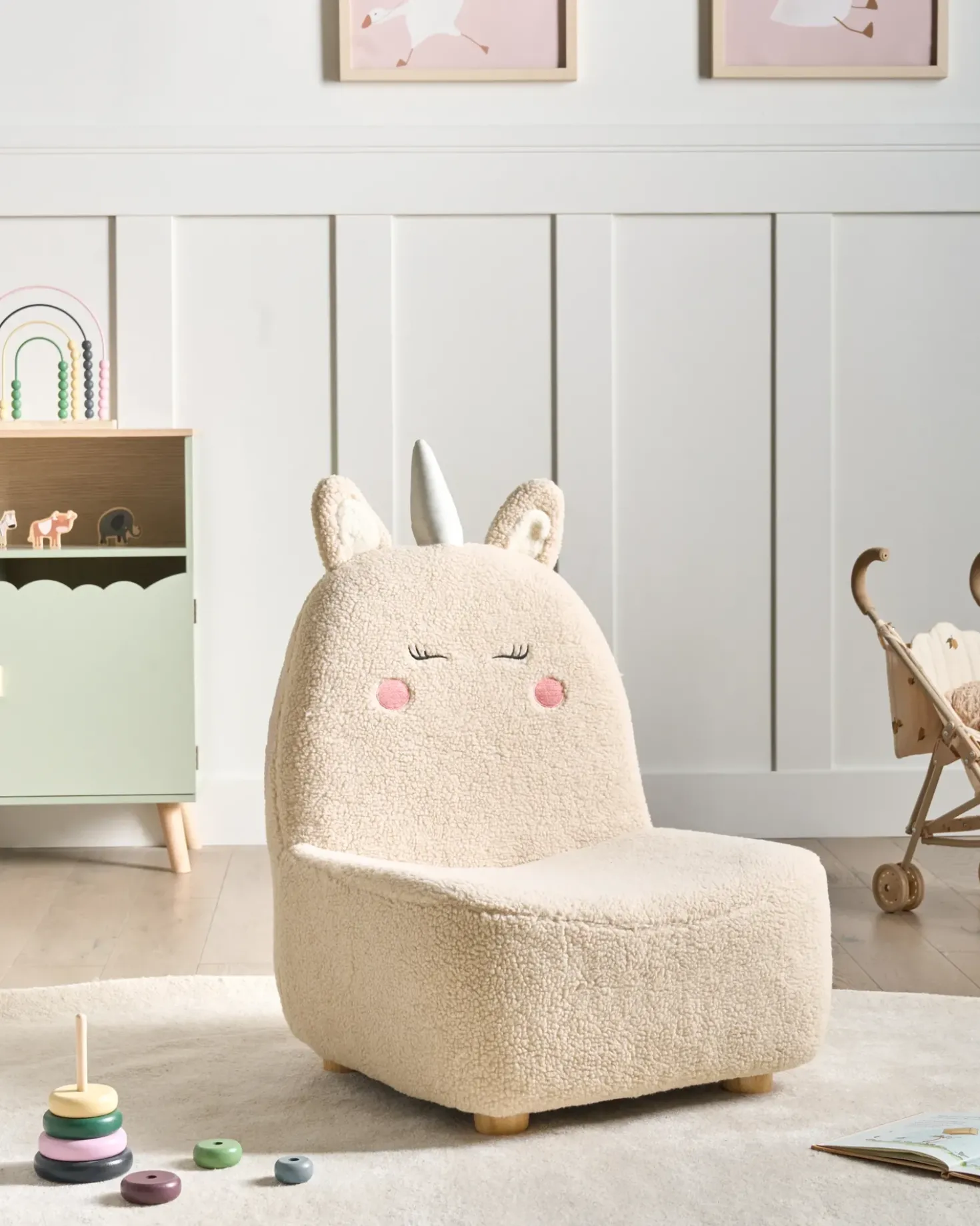 Poltrona per Bambini Unicorno LULEA Bouclé Beige chiaro