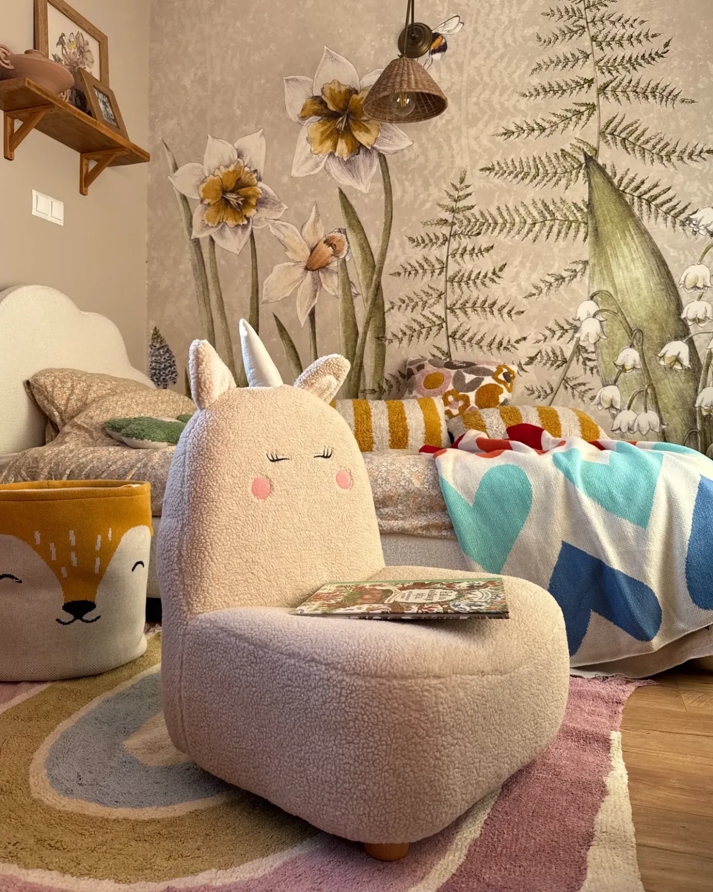 Poltrona per Bambini Unicorno LULEA Bouclé Beige chiaro
