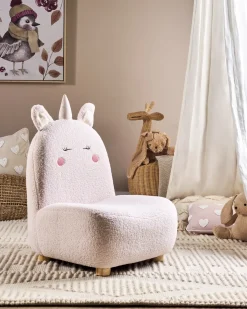 Poltrona per Bambini Unicorno LULEA Bouclé Rosa pastello