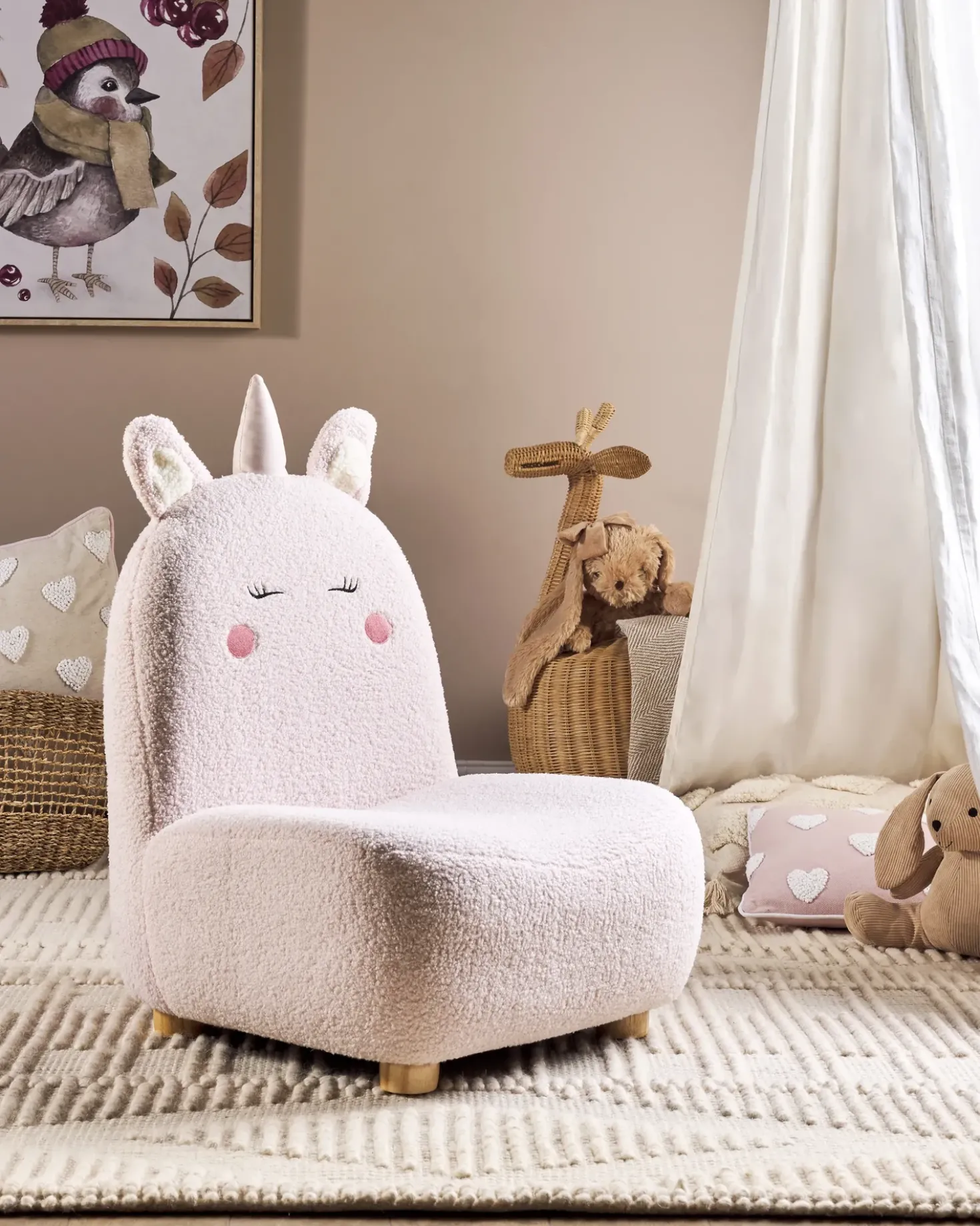 Poltrona per Bambini Unicorno LULEA Bouclé Rosa pastello
