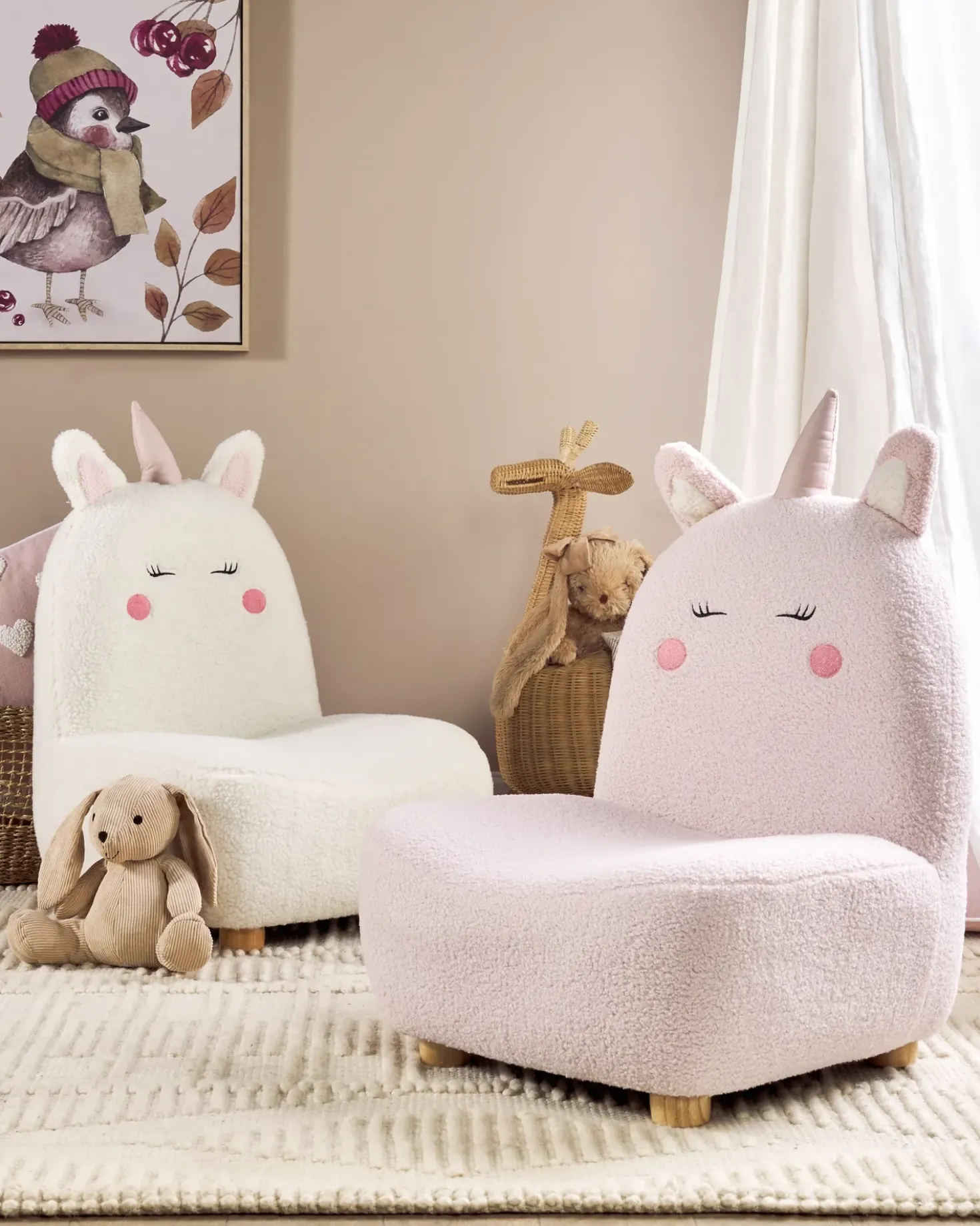 Poltrona per Bambini Unicorno LULEA Bouclé Rosa pastello