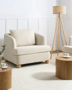 Poltrona RATTVIK Bouclé Bianco sporco