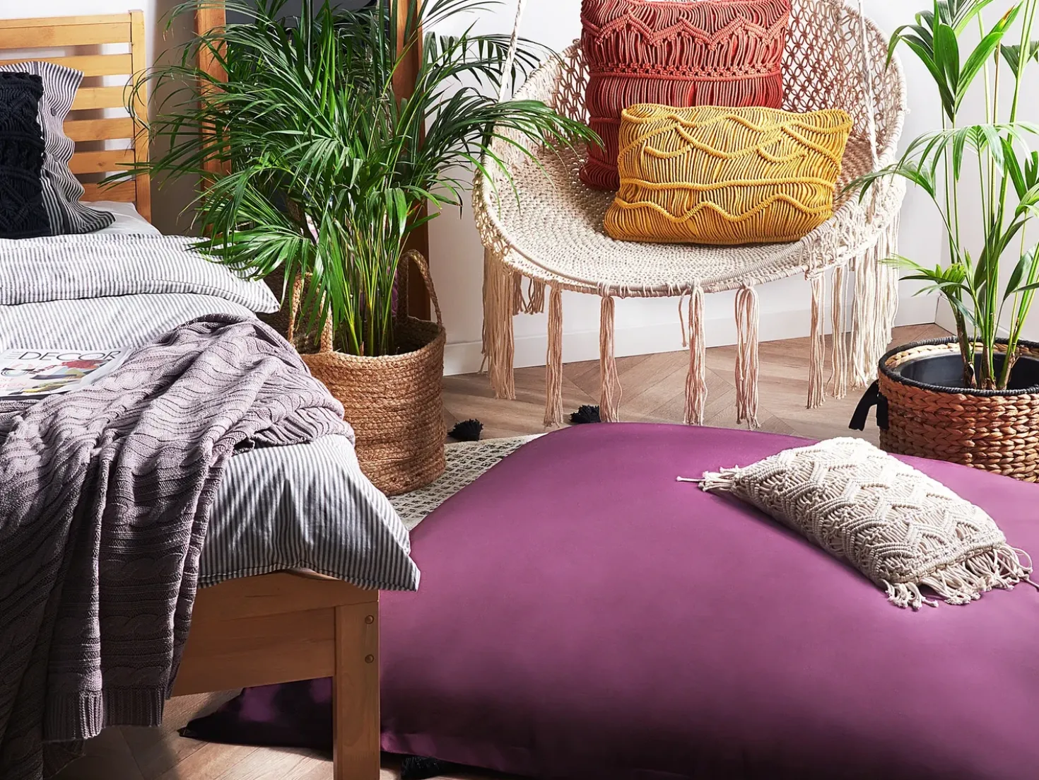 Poltrona sacco 300 L FUZZY 140 cm 180 cm Viola
