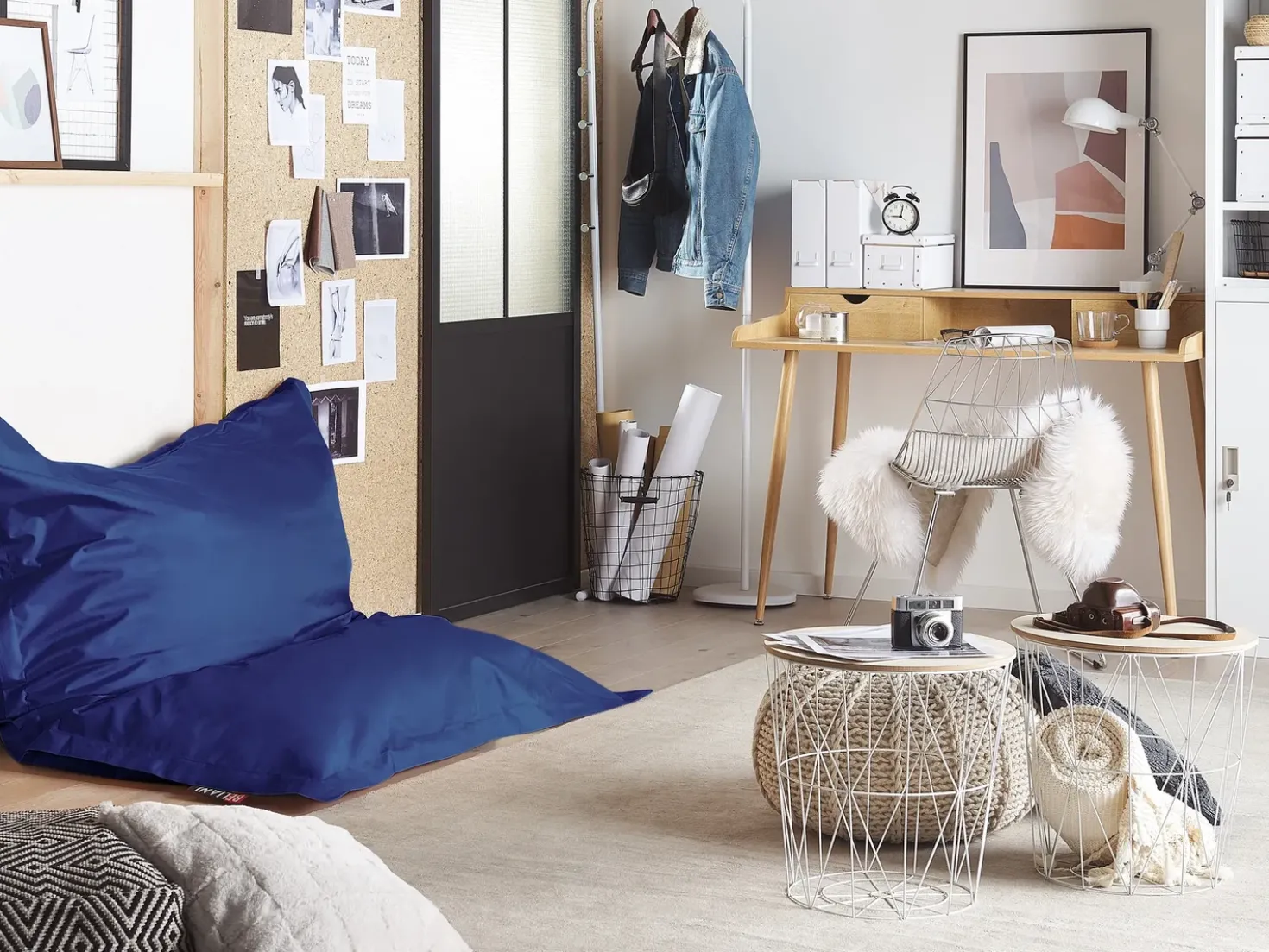 Poltrona sacco 300 L FUZZY 180 cm 140 cm Blu scuro
