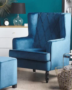 Poltrona SANDSET con poggiapiedi Velluto Blu scuro