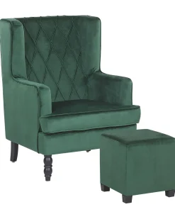 Poltrona SANDSET con poggiapiedi Velluto Verde scuro