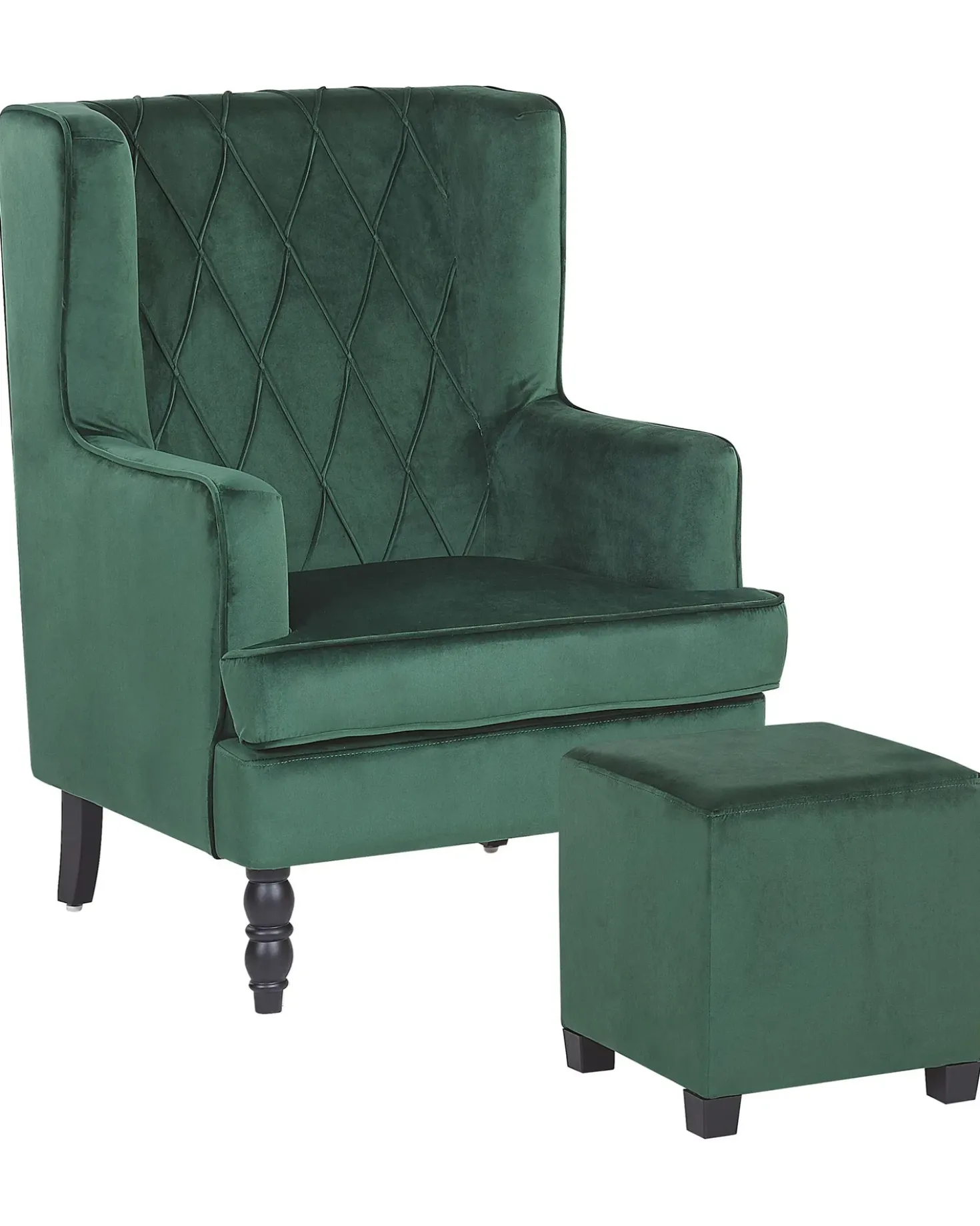 Poltrona SANDSET con poggiapiedi Velluto Verde scuro