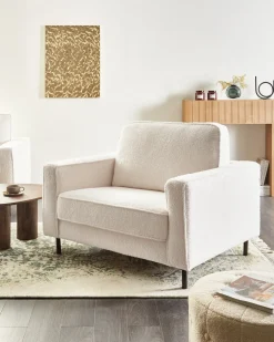 Poltrona SAVALEN Bouclé Bianco