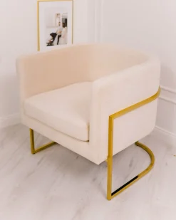 Poltrona SIRKKA Velluto Beige chiaro