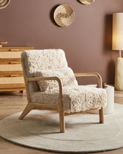 Poltrona SKOVDE Finta pelliccia Beige chiaro