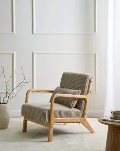 Poltrona SORSELE Velluto a coste Beige