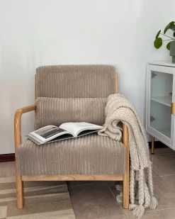 Poltrona SORSELE Velluto a coste Beige