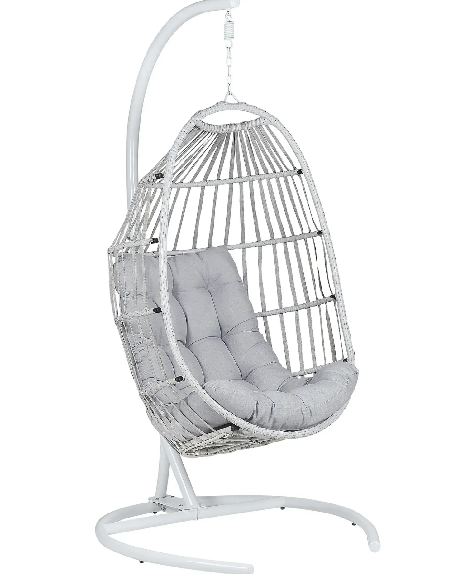 Poltrona sospesa con supporto da pavimento SESIA Rattan sintetico (PE) Grigio chiaro