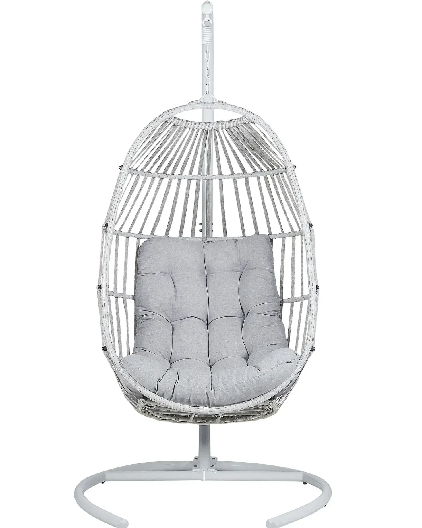 Poltrona sospesa con supporto da pavimento SESIA Rattan sintetico (PE) Grigio chiaro