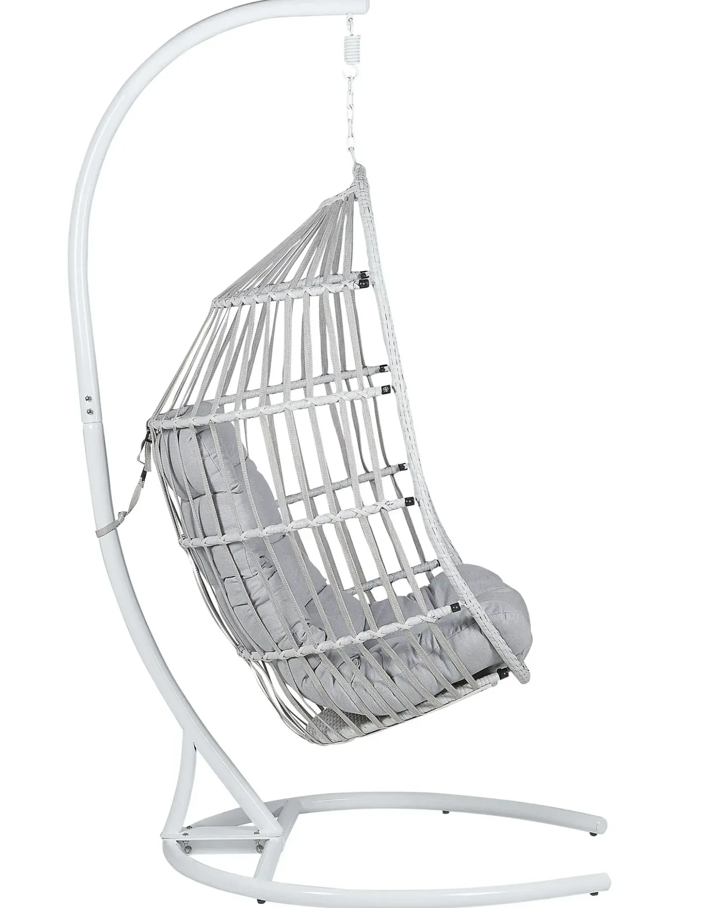 Poltrona sospesa con supporto da pavimento SESIA Rattan sintetico (PE) Grigio chiaro