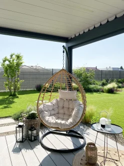 Poltrona sospesa con supporto da pavimento ARSITA Rattan sintetico (PE) Naturale