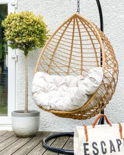 Poltrona sospesa con supporto da pavimento ARSITA Rattan sintetico (PE) Naturale
