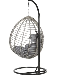 Poltrona sospesa con supporto da pavimento TOLLO Rattan sintetico (PE) Grigio