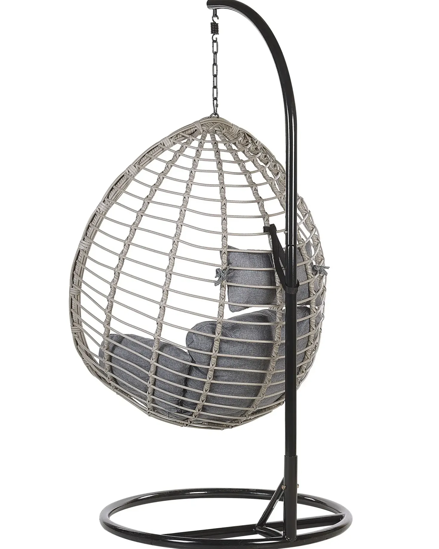 Poltrona sospesa con supporto da pavimento TOLLO Rattan sintetico (PE) Grigio