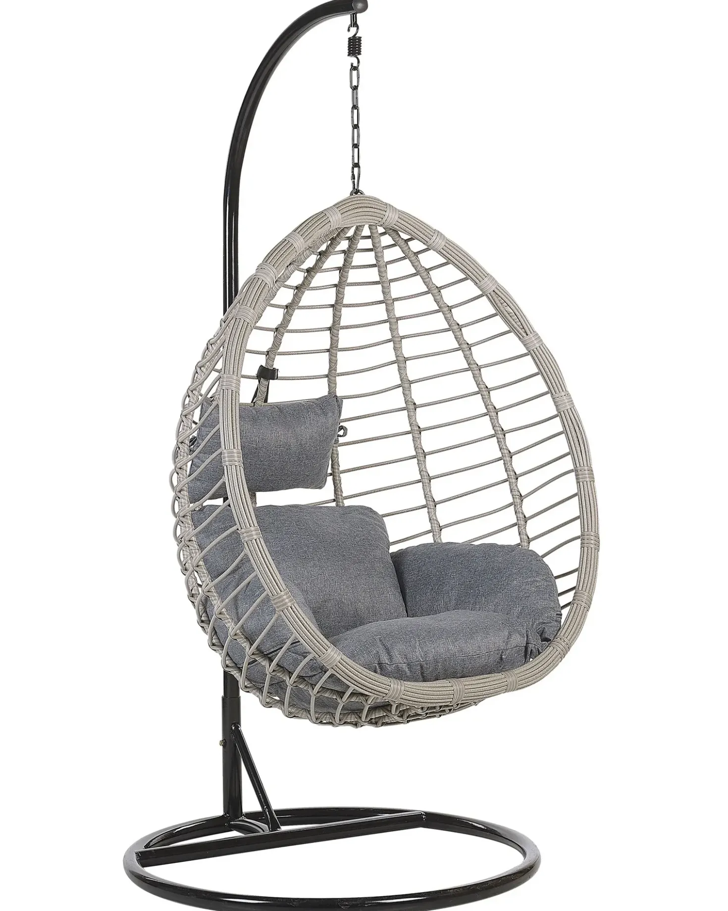 Poltrona sospesa con supporto da pavimento TOLLO Rattan sintetico (PE) Grigio