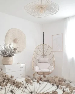 Poltrona sospesa con supporto da pavimento CASOLI Rattan sintetico (PE) Naturale